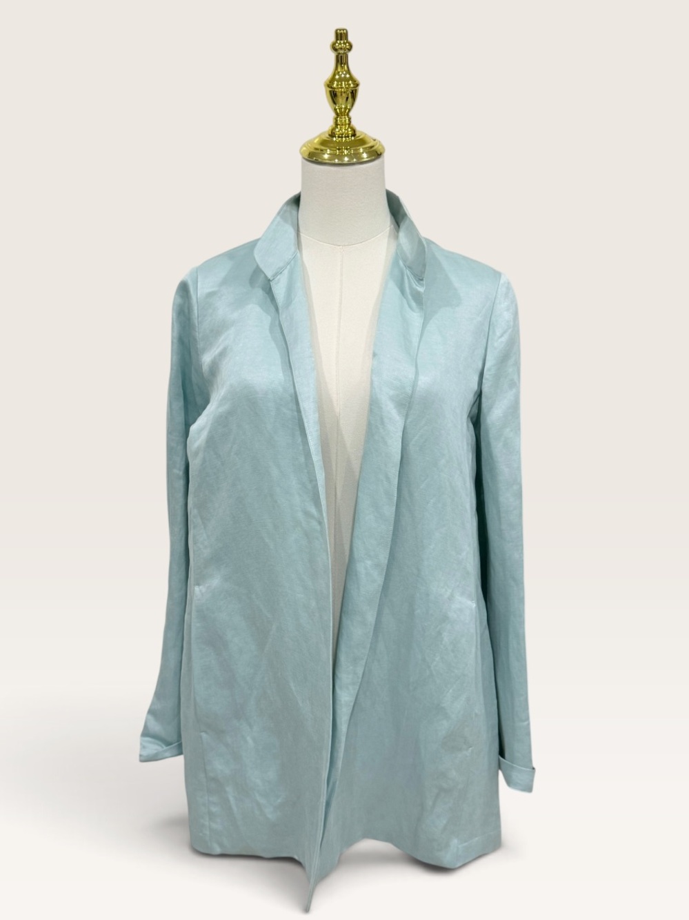 Eileen Fisher XXS Stand Collar Long Jacket NWT Organic Linen Silk Pool NWT $328